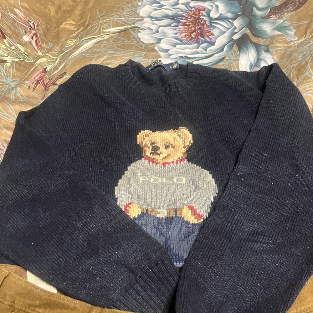 Polo by Ralph Lauren Navy Sweater with Bear Design
